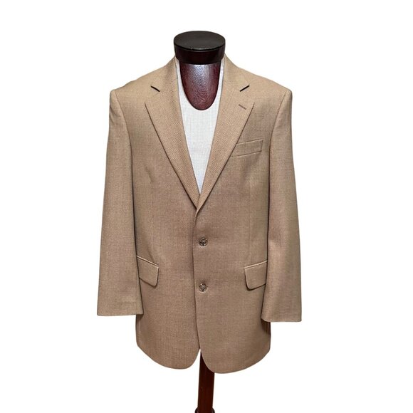 Jack Victor Noble CT Super 110s Wool Blazer Jacket Sz 40R Lt Tan Single Breasted - Picture 1 of 16